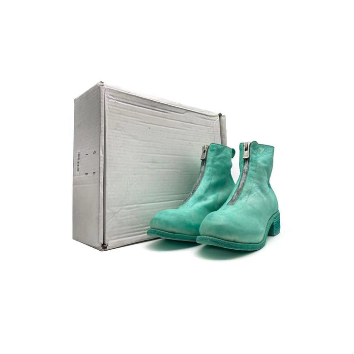 GUIDI Green Soft Horse Grain PL1 Front Zip Leather Women's Boots - SHENGLI ROAD MARKET