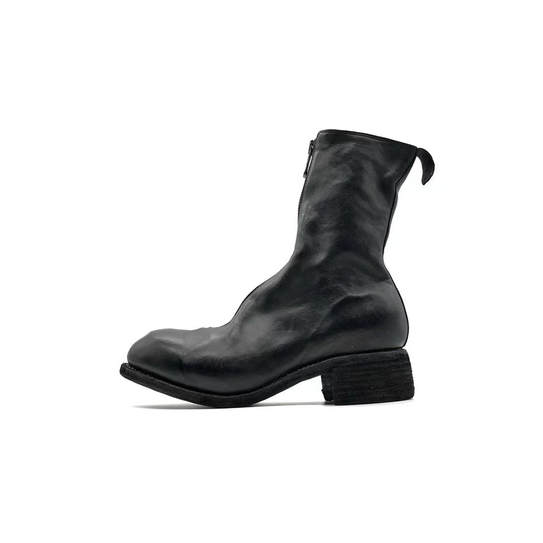 GUIDI PL2 Black Horse Full Grain Front Zip Women's Leather Boots - SHENGLI ROAD MARKET