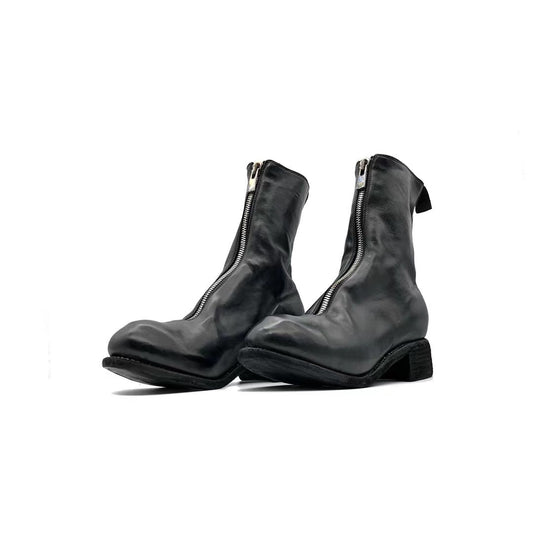 GUIDI PL2 Black Horse Full Grain Front Zip Women's Leather Boots - SHENGLI ROAD MARKET