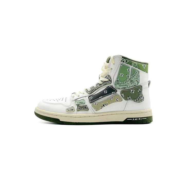 AMIRI White & Green High-Top Bone Shoes
