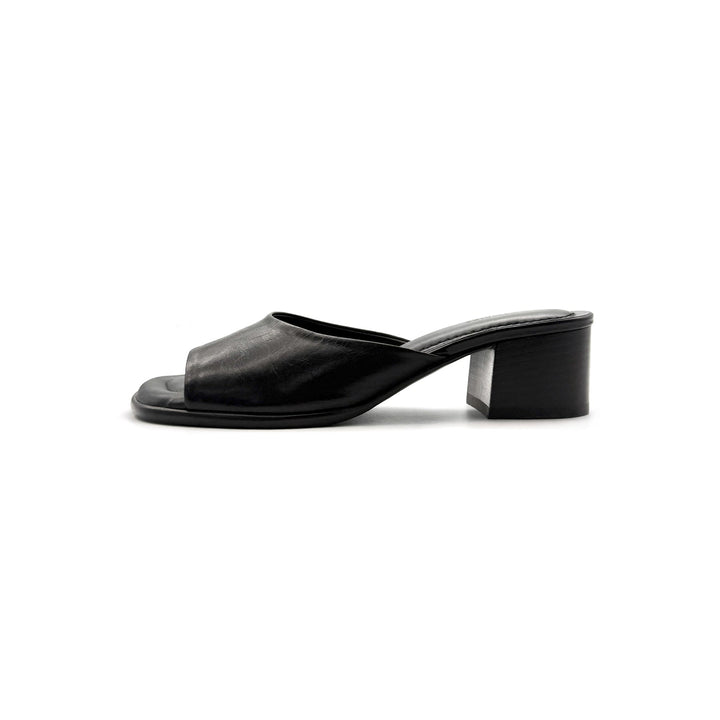 Lemaire Black Square Heeled Mules 55 - SHENGLI ROAD MARKET