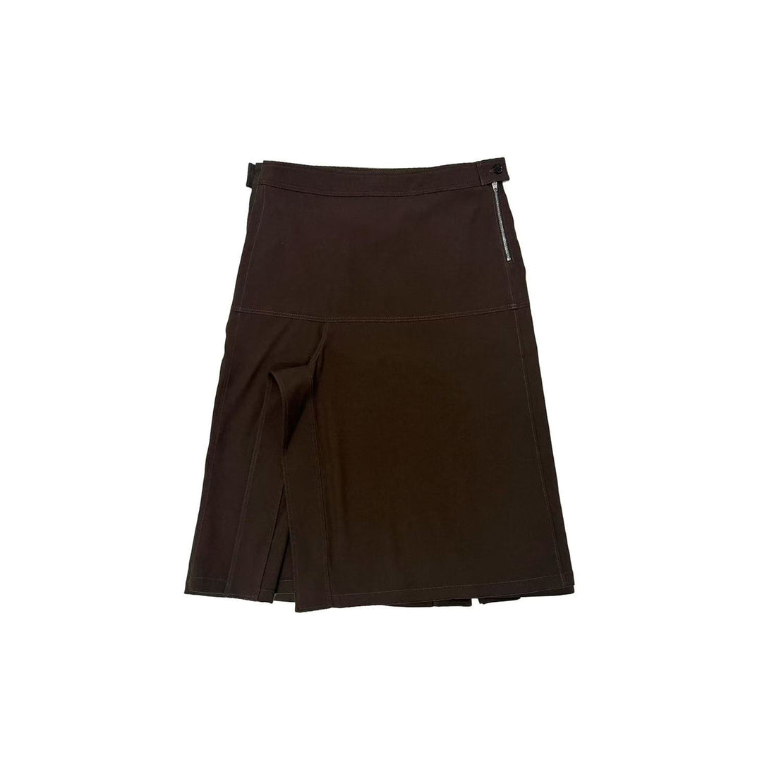 Lemaire Brown Asymmetrical Wrapover Skirt - SHENGLI ROAD MARKET