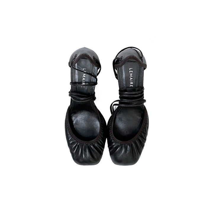 Lemaire Leather Lace-Up Ballet Heels - SHENGLI ROAD MARKET