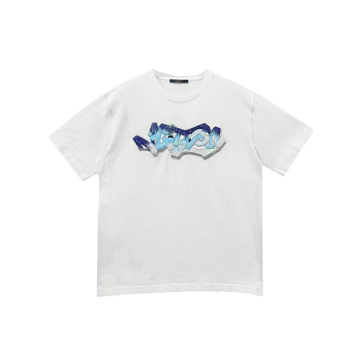 Louis Vuitton Graffiti Embroidered Short Sleeve T-Shirt - SHENGLI ROAD MARKET