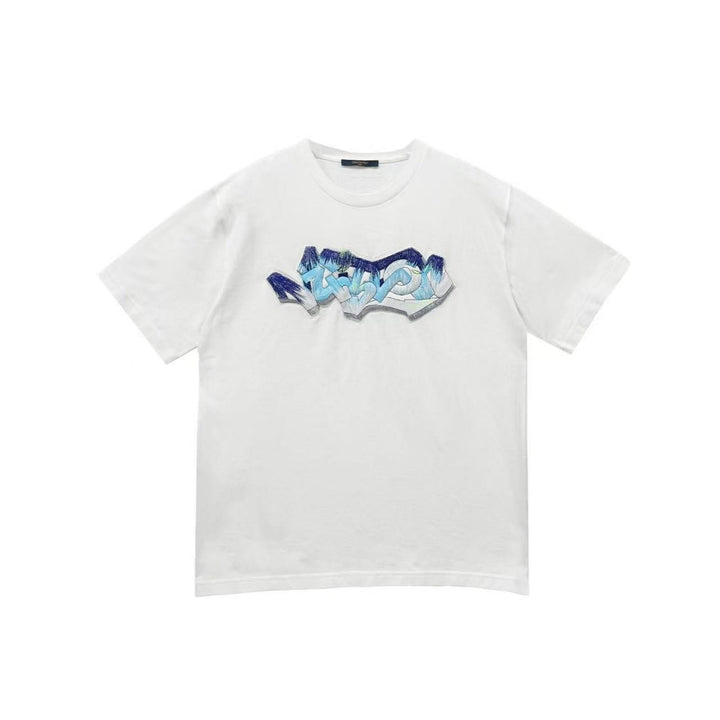 Louis Vuitton Graffiti Embroidered Short Sleeve T-Shirt - SHENGLI ROAD MARKET