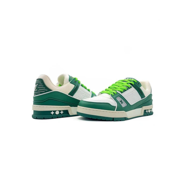 Louis Vuitton Green & White Leather Trainer Sneakers - SHENGLI ROAD MARKET