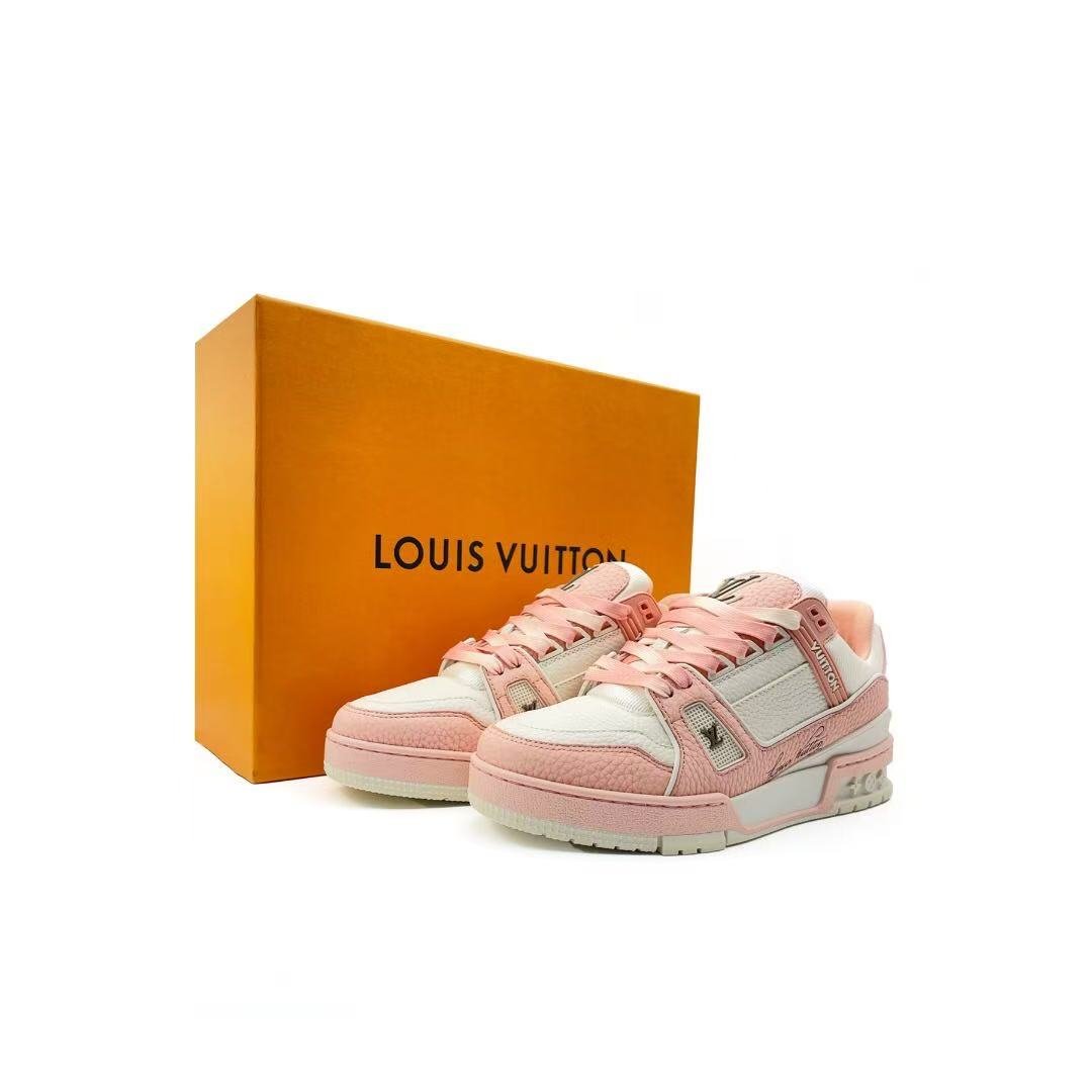 Louis Vuitton Pink & White Trainer Sneakers - SHENGLI ROAD MARKET