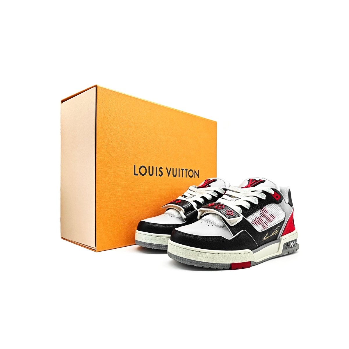 Louis Vuitton Red Grey Black Trainer Sneaker - SHENGLI ROAD MARKET
