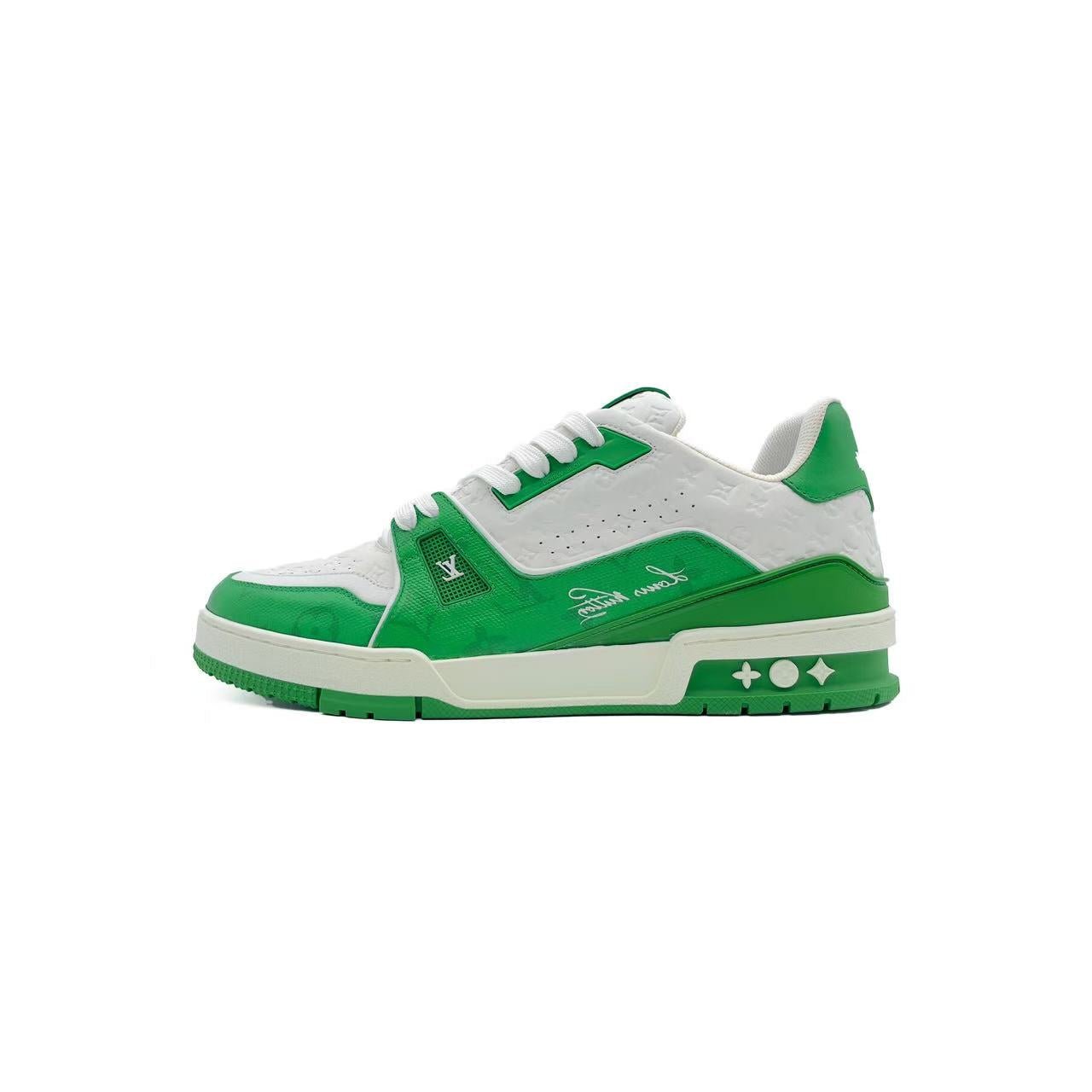 ルイ・ヴィトン LVトレイナー グリーン/ホワイト #54 Louis Vuitton Trainer #54 Signature White & Green Sneakers - SRM