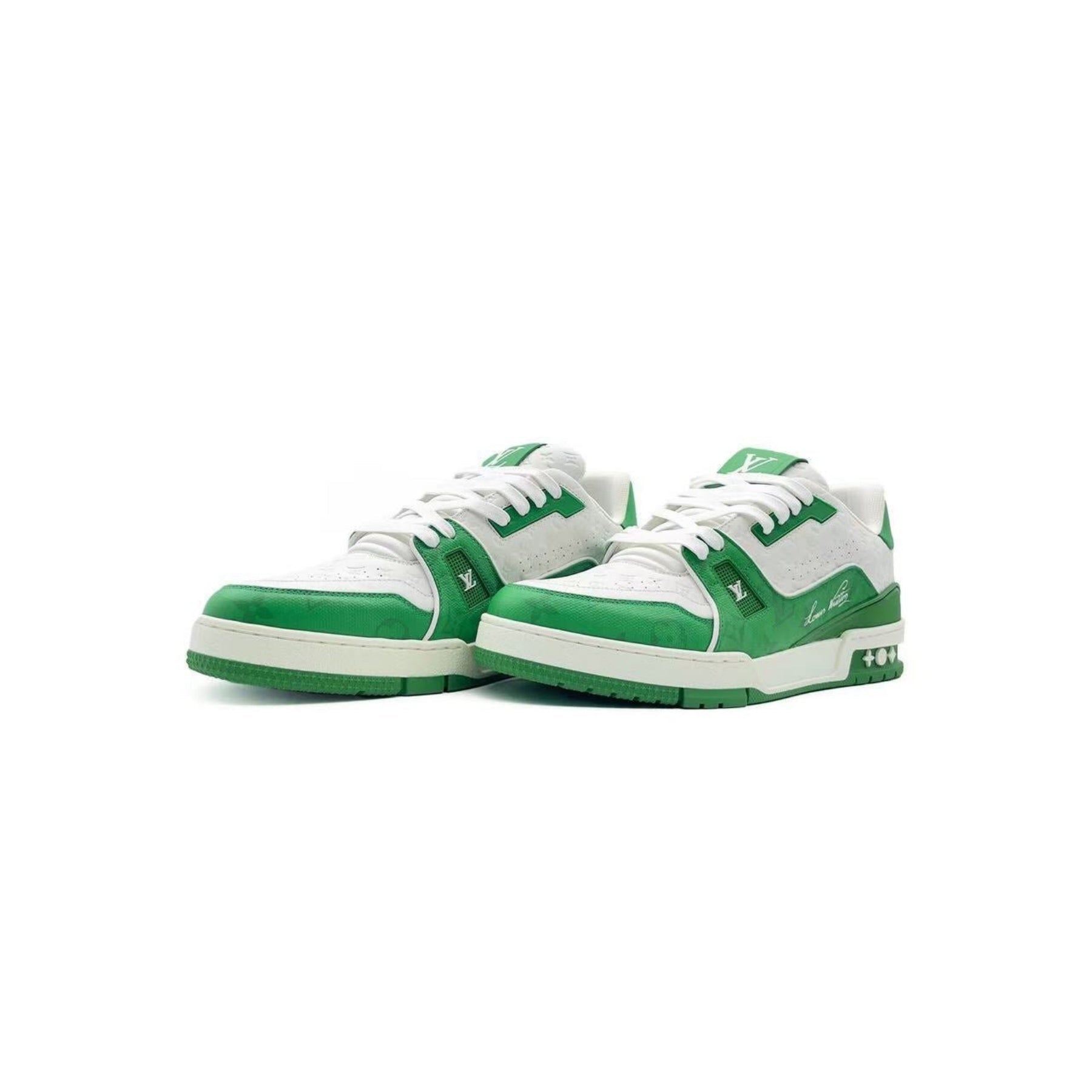 Louis Vuitton Trainer #54 Signature White & Green Sneakers - SRM