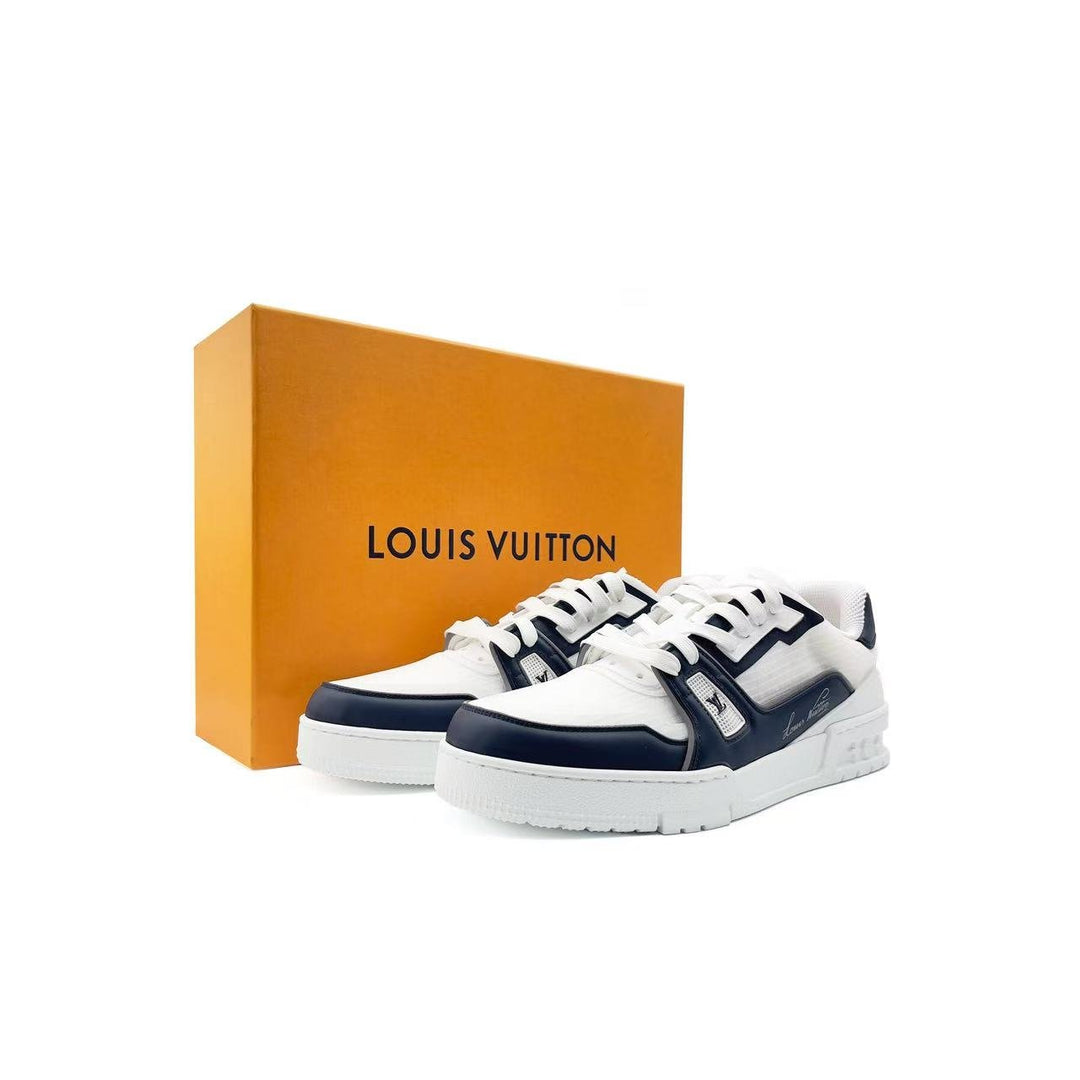 Louis Vuitton White & Marine Trainer Sneakers - SHENGLI ROAD MARKET