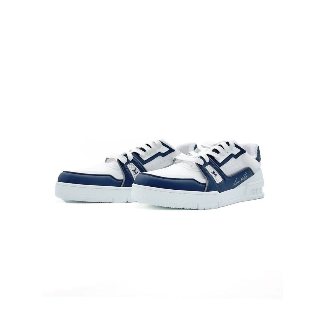 Louis Vuitton White & Marine Trainer Sneakers - SHENGLI ROAD MARKET