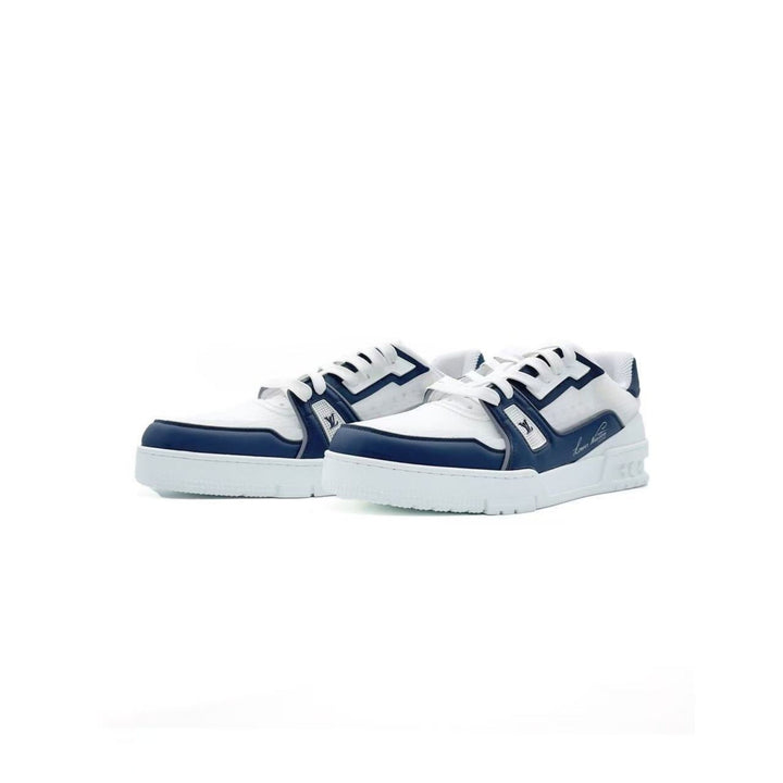 Louis Vuitton White & Marine Trainer Sneakers - SHENGLI ROAD MARKET
