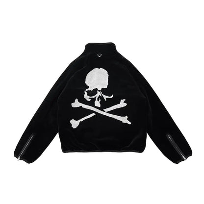 Matermind Japan Skull Logo Velvet Zip Up Jacket - SHENGLI ROAD MARKET