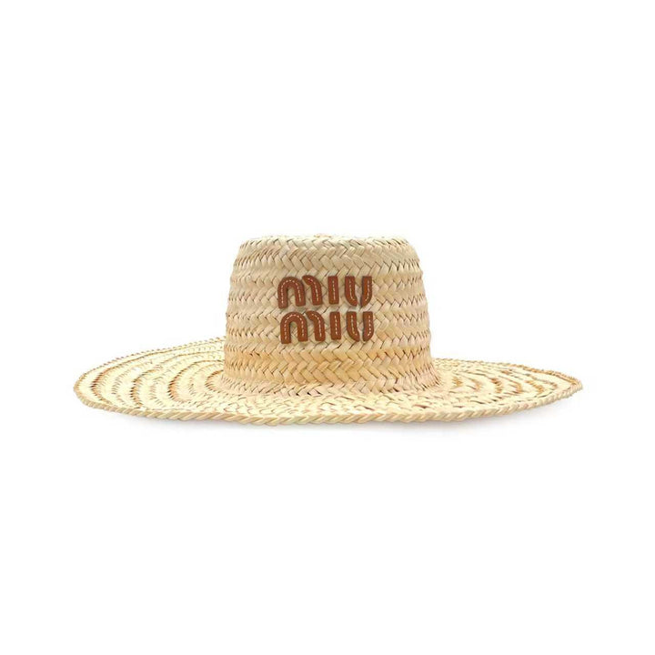 Miu Miu Beige Raffia Hat - SHENGLI ROAD MARKET