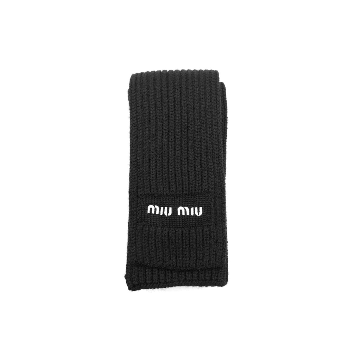 Miu Miu Cashmere Embroidery Logo Scarf - SHENGLI ROAD MARKET