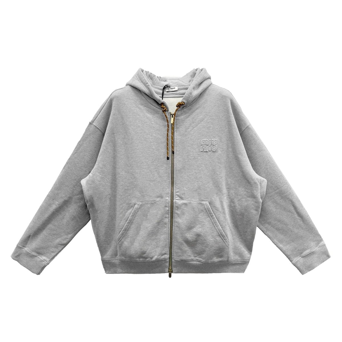 Miu Miu Embroided Logo Zip Up Hoodie - SHENGLI ROAD MARKET