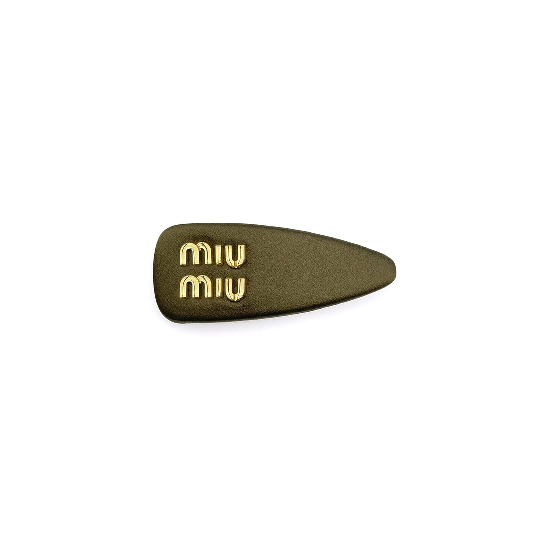 Miu Miu Gold Logo Satin Hair Clip - SHENGLI ROAD MARKET