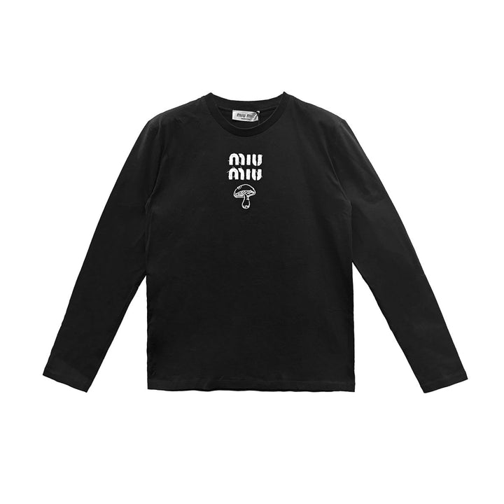 Miu Miu Mushroom Embroidery Logo Long Sleeve T - Shirt - SHENGLI ROAD MARKET