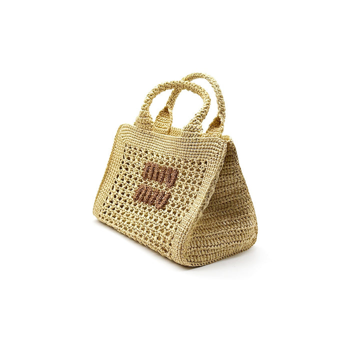 Miu Miu Raffia - Effect Woven Beige HandBag - SHENGLI ROAD MARKET