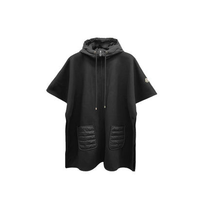 Moncler Black Hooded Down Cape - SHENGLI ROAD MARKET