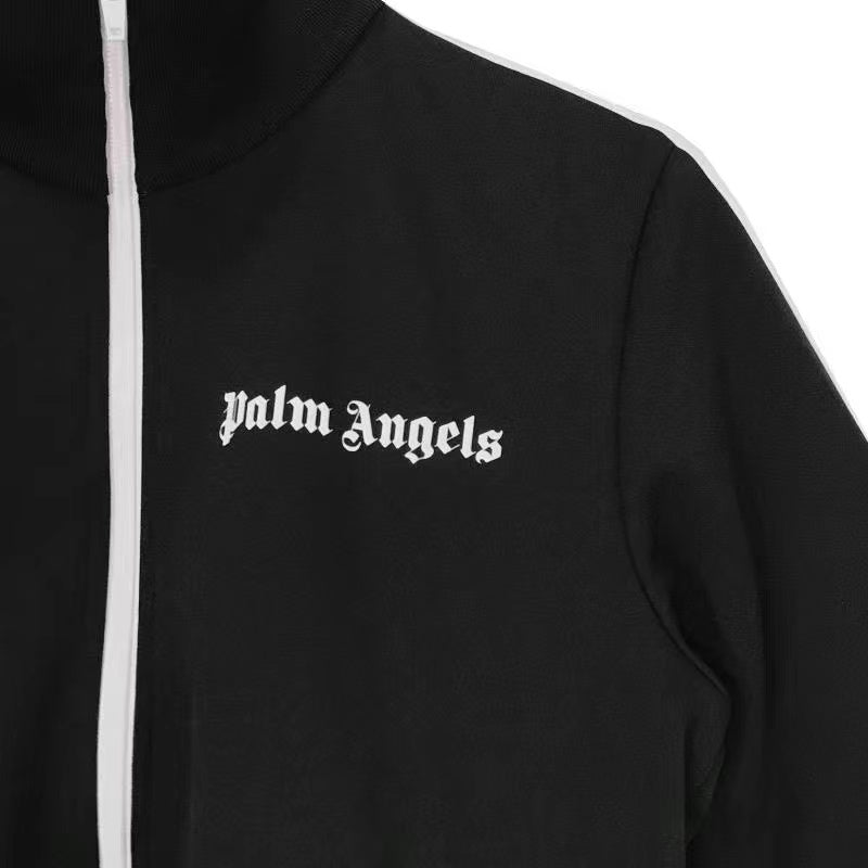 Palm Angels PA Black Stripe Detail Zip Up Hoodie - SHENGLI ROAD MARKET