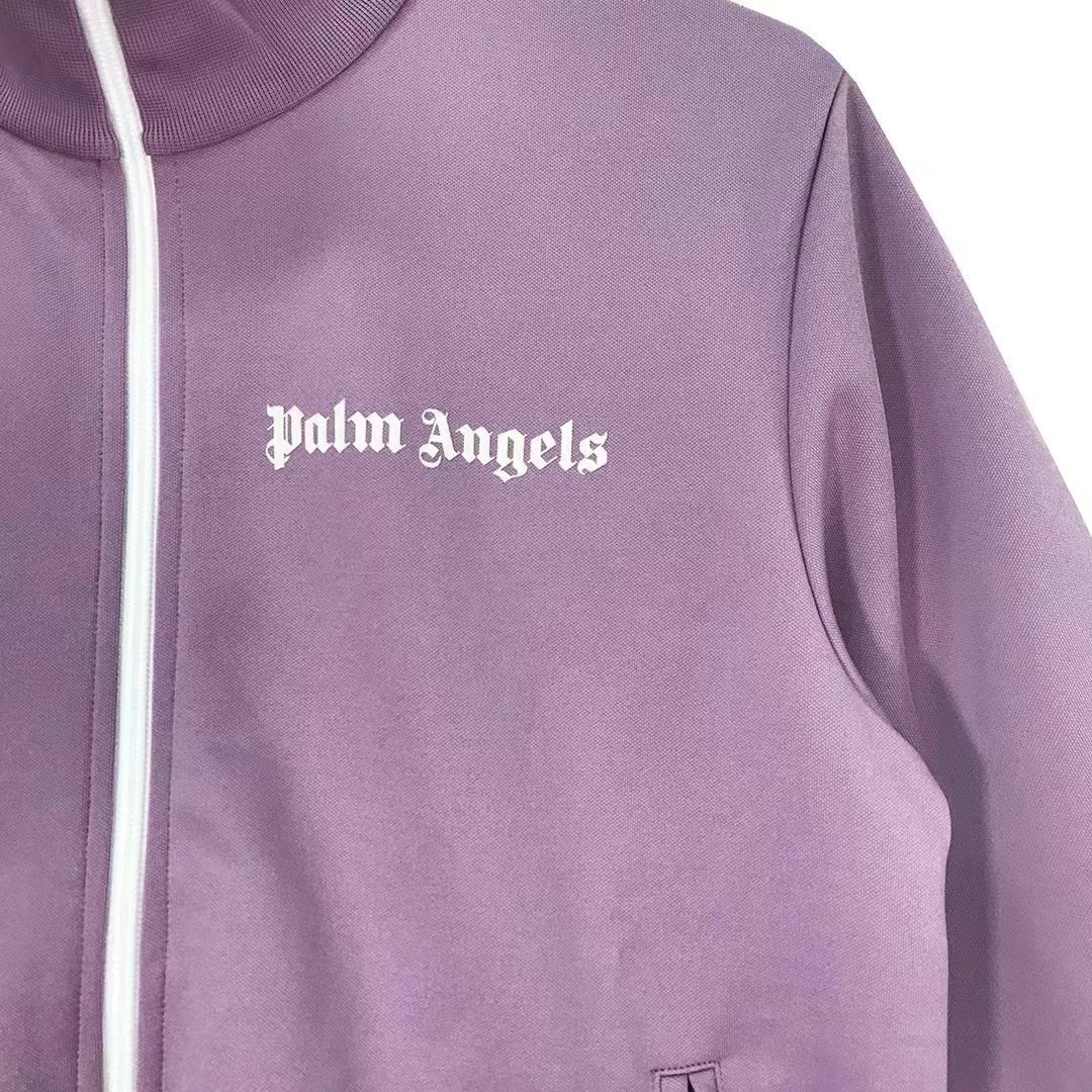 Palm Angels PA Purple Stripe Detail Zip Up Hoodie - SRM