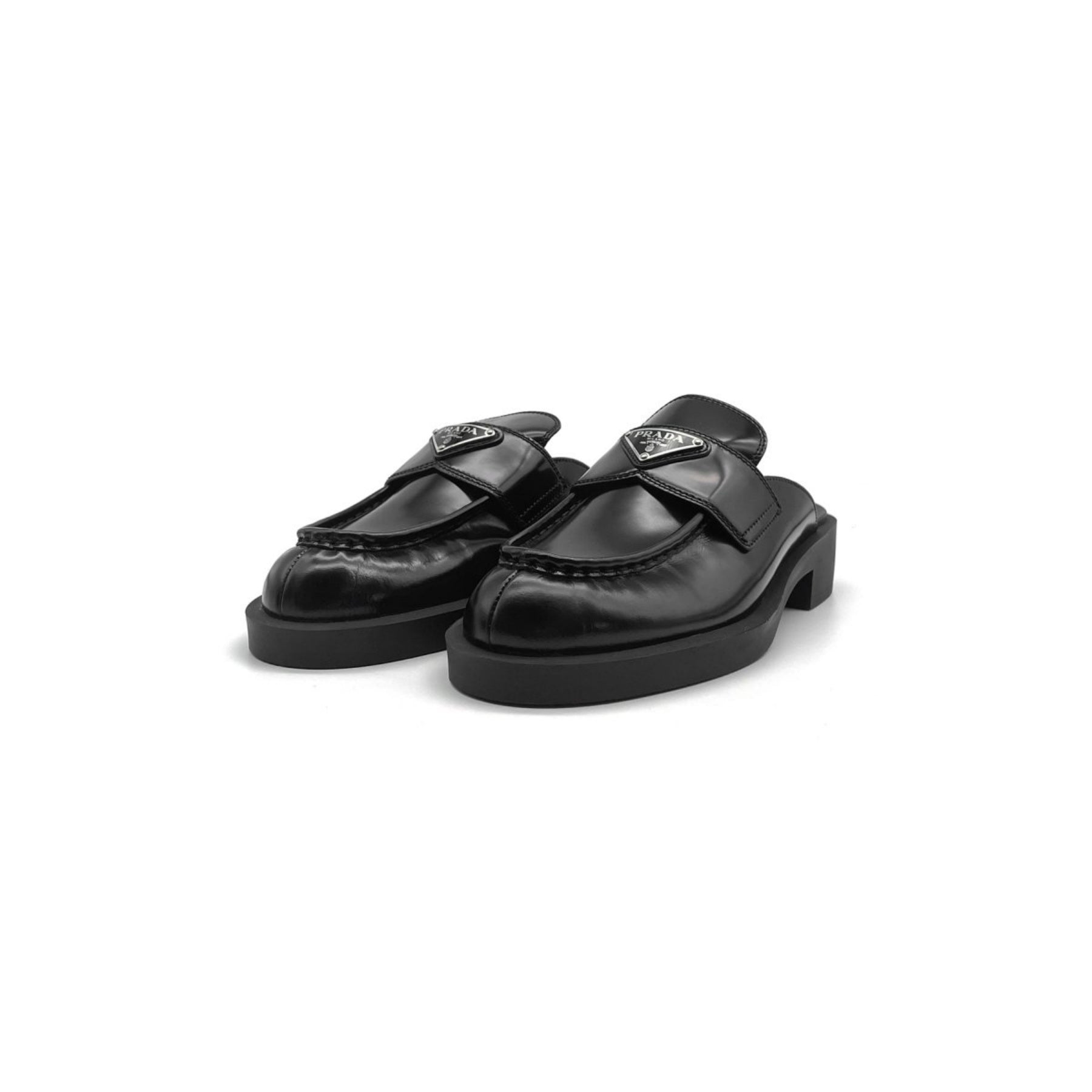 Prada Triangle Leather Flat Shoes - SRM – SHENGLI ROAD MARKET