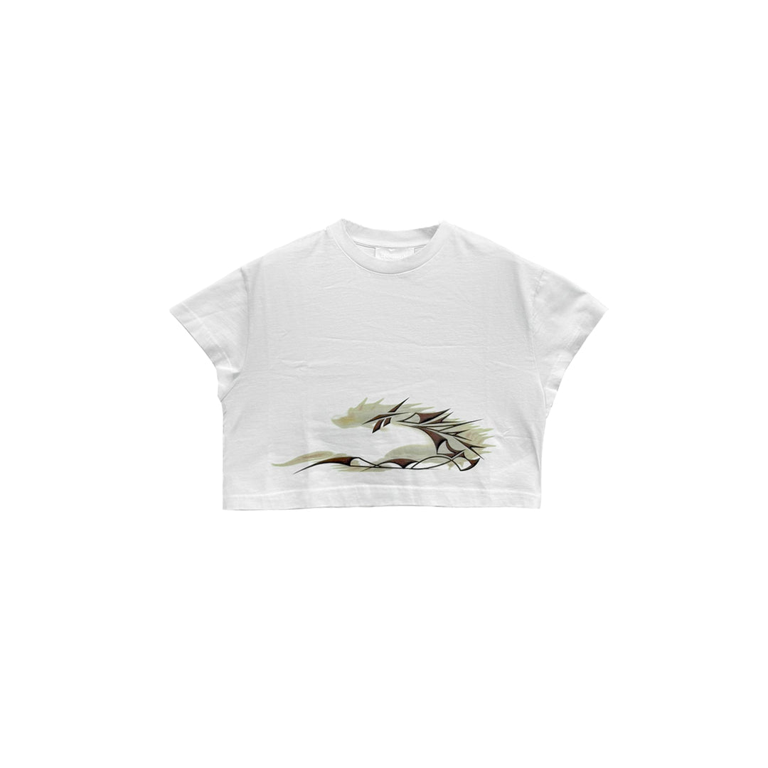 Reebok White Dragon Cropped Tee - SHENGLI ROAD MARKET