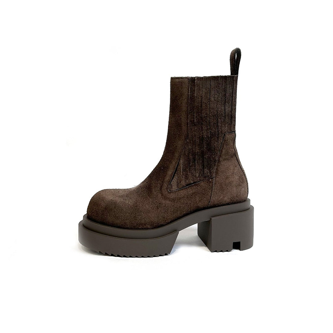 RICK OWENS Beatle Bogun 78 Drkdust Leather Boots - SHENGLI ROAD MARKET