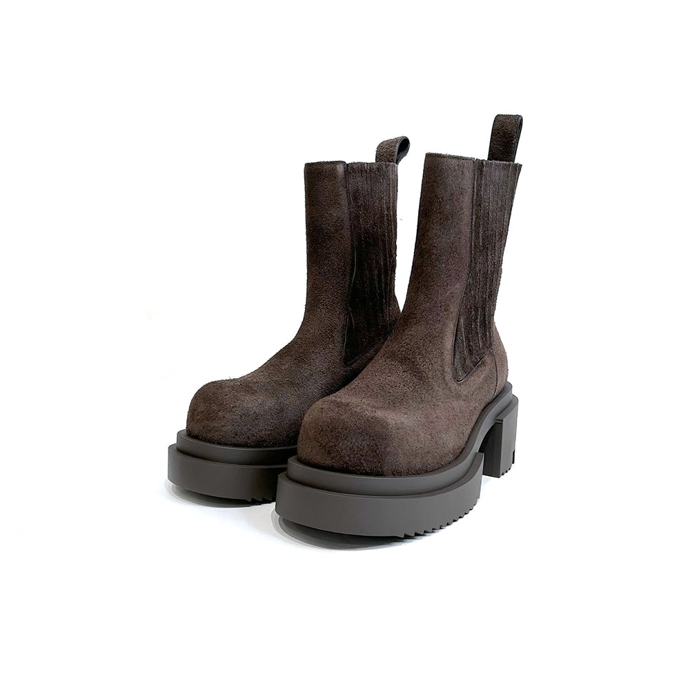 RICK OWENS Beatle Bogun 78 Drkdust Leather Boots - SHENGLI ROAD MARKET