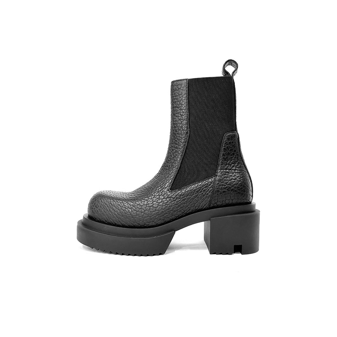 RICK OWENS Beatle Bogun Black Leather Boots - SHENGLI ROAD MARKET