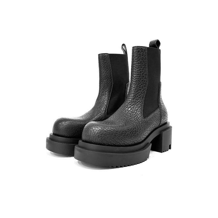 RICK OWENS Beatle Bogun Black Leather Boots - SHENGLI ROAD MARKET