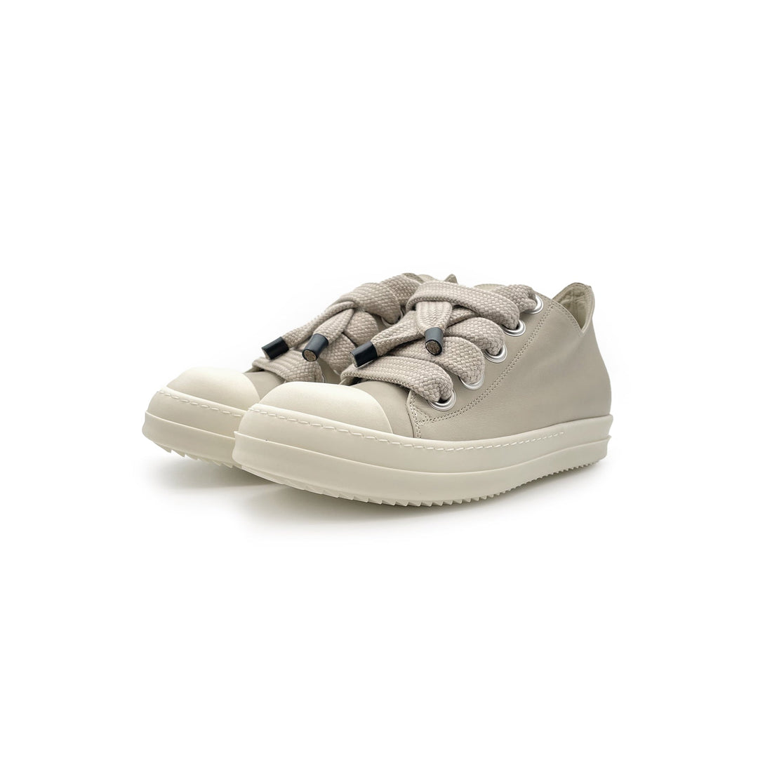 RICK OWENS Beige Jumbolace Leather Low Top Sneaker - SHENGLI ROAD MARKET