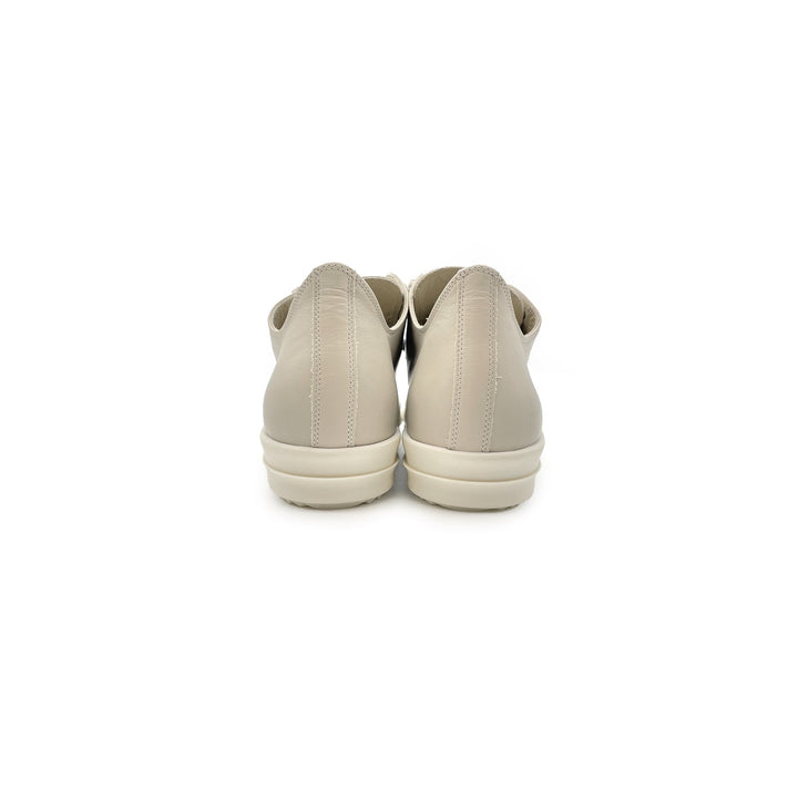 RICK OWENS Beige Jumbolace Leather Low Top Sneaker - SHENGLI ROAD MARKET