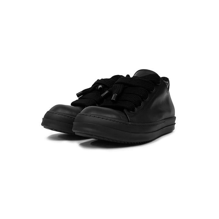 RICK OWENS Black Jumbo Laced Leather Low Top Sneaker - SHENGLI ROAD MARKET