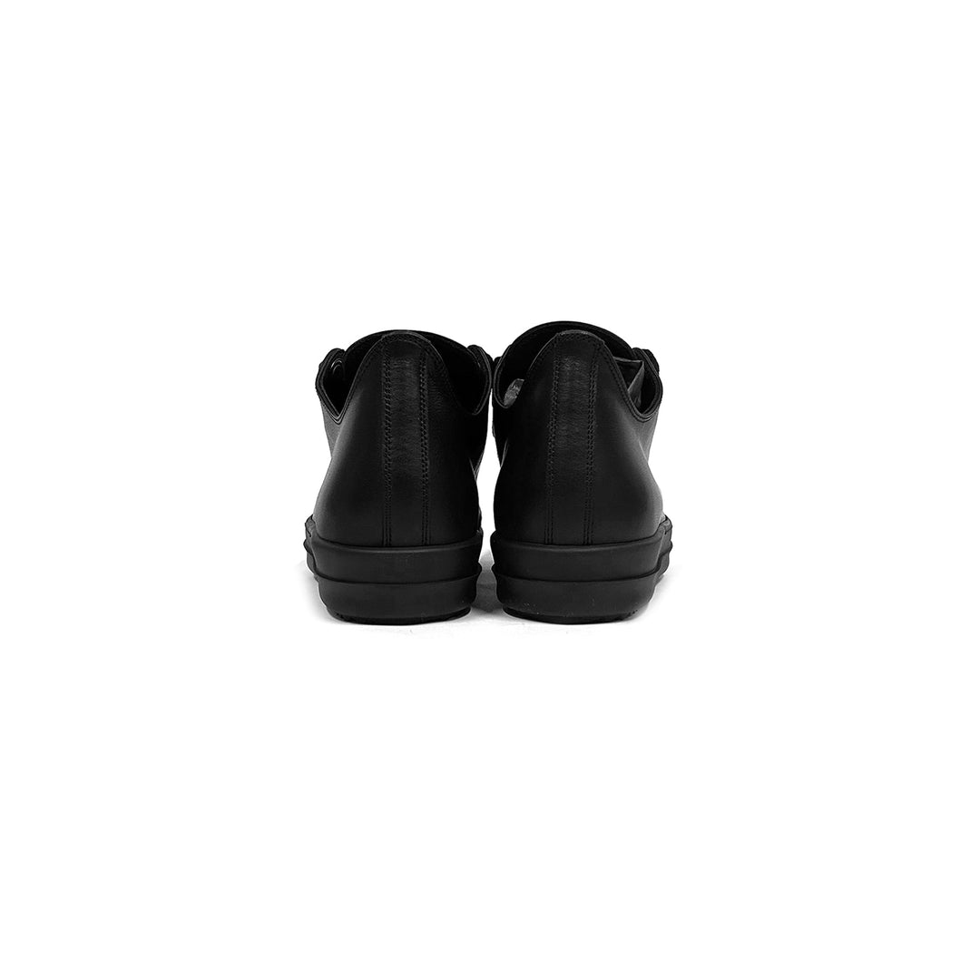 RICK OWENS Black Jumbo Laced Leather Low Top Sneaker - SHENGLI ROAD MARKET