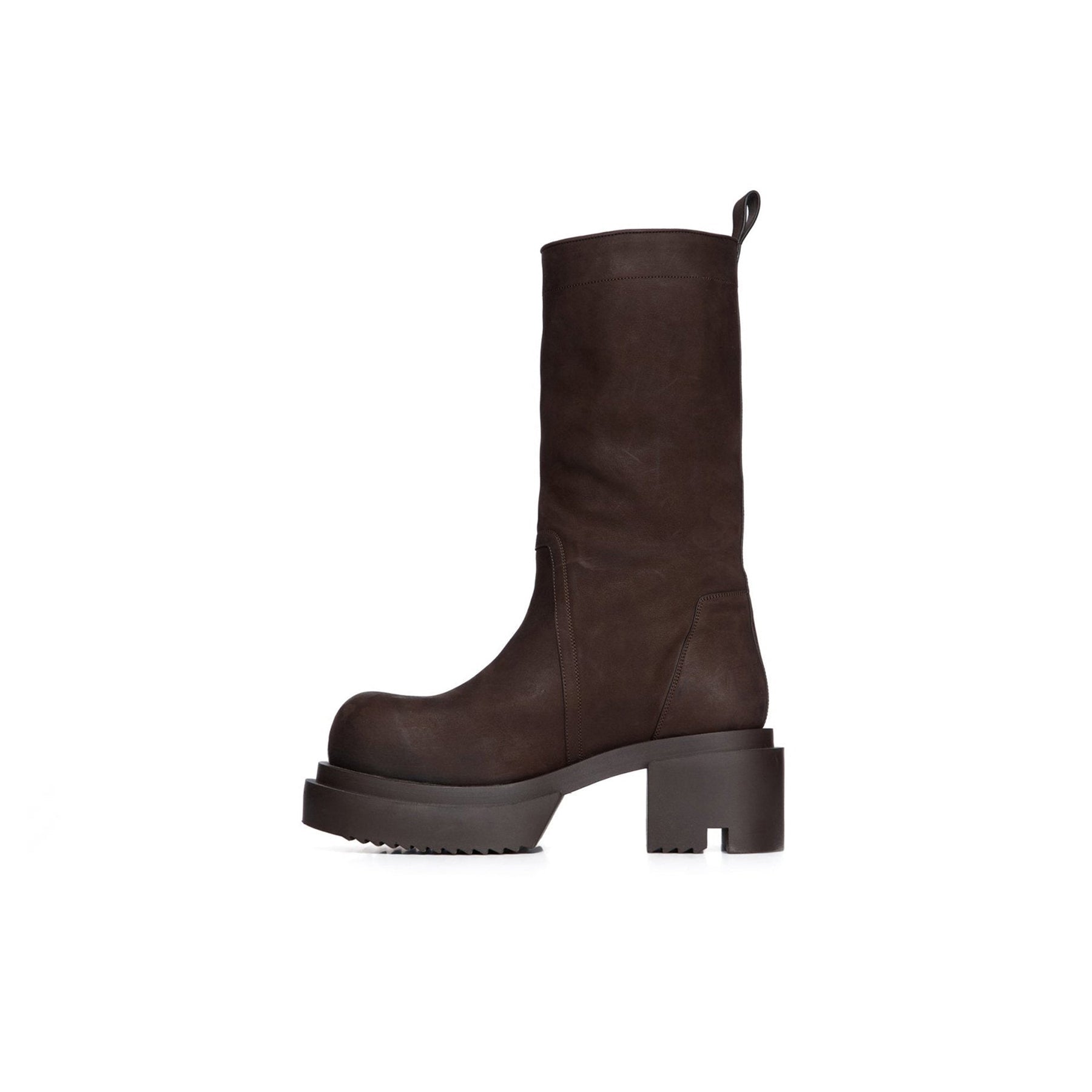 RICK OWENS Calf Pull On Bogun Brown Leather Boots - SRM – SHENGLI