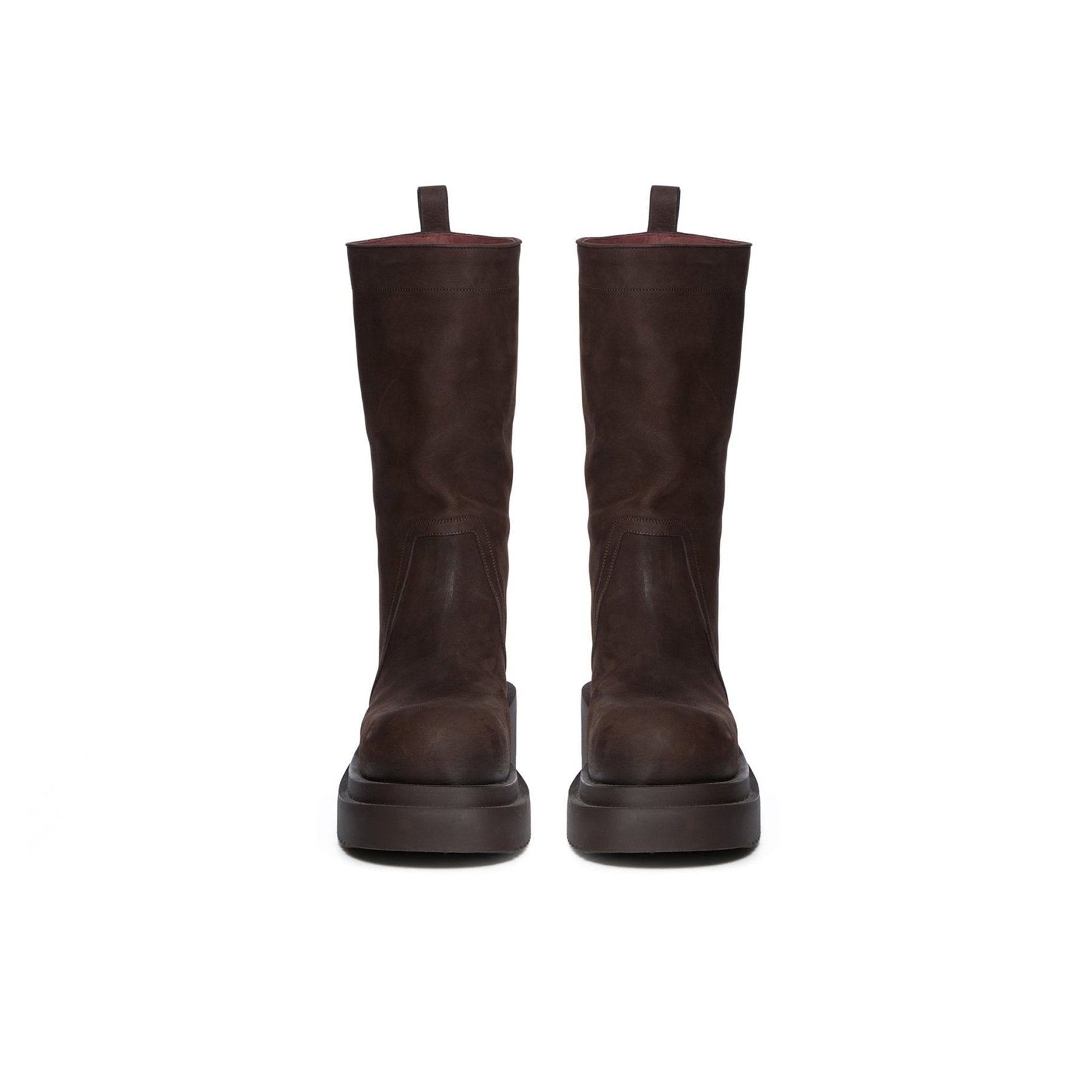 RICK OWENS Calf Pull On Bogun Brown Leather Boots - SRM – SHENGLI