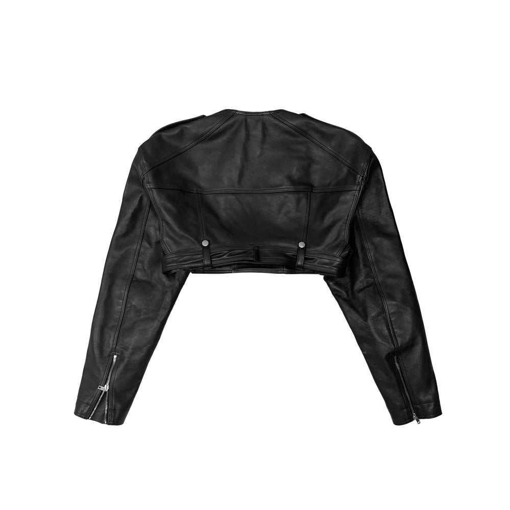 RICK OWENS Cropped Biker Jacket - SHENGLI ROAD MARKET