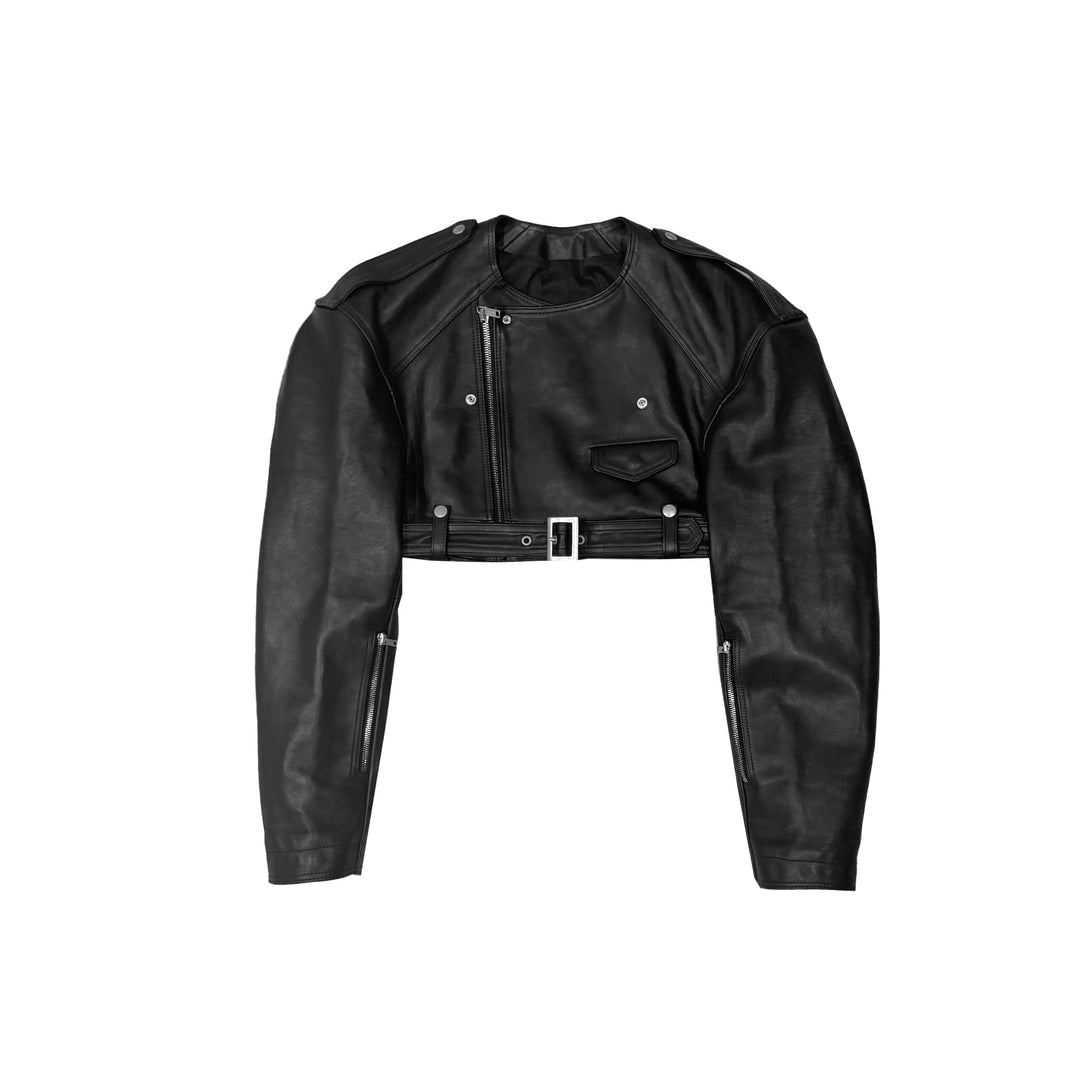 RICK OWENS Cropped Biker Jacket - SHENGLI ROAD MARKET