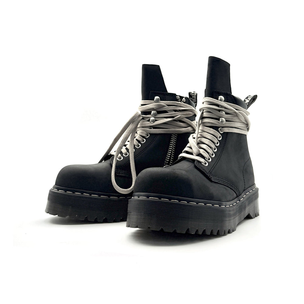 Rick Owens Dr Martens Black W Quad Sole Steel Toe Boot - SHENGLI ROAD MARKET