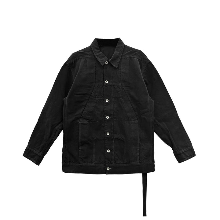 RICK OWENS DRKSHDW Black Denim Sphinx Jumbo Worker Jacket - SHENGLI ROAD MARKET