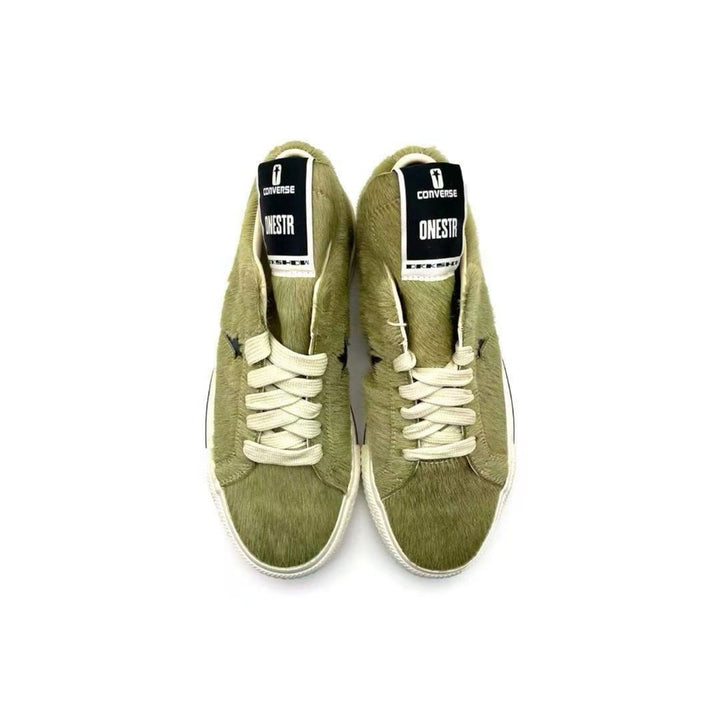RICK OWENS DRKSHSW Converse One Star Pro Ox Pony Hair Yellow Low Top Sneaker - SHENGLI ROAD MARKET
