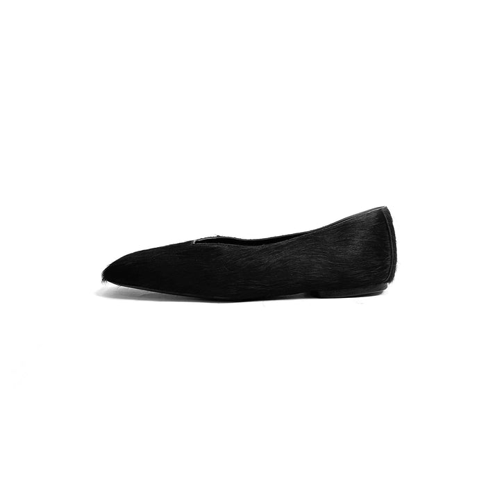 RICK OWENS Fur Black Ballerina Flats - SHENGLI ROAD MARKET