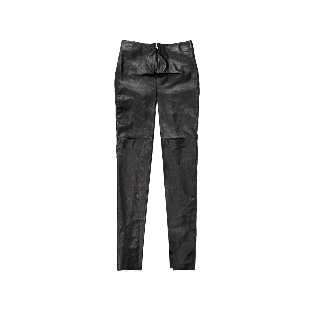 RICK OWENS Sliced Black Leather Skirt - SHENGLI ROAD MARKET