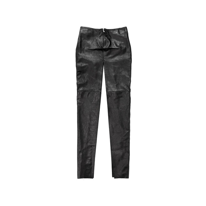 RICK OWENS Sliced Black Leather Skirt - SHENGLI ROAD MARKET