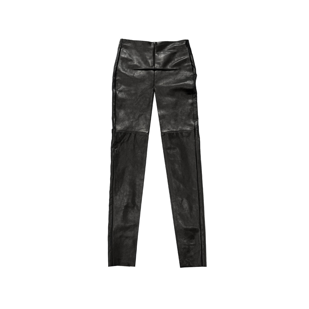 RICK OWENS Sliced Black Leather Skirt - SHENGLI ROAD MARKET