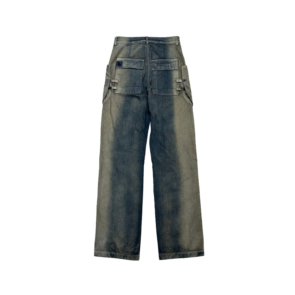 RICK OWENS Stefan Wide - Leg Distressed Denim Cargo Trousers - SHENGLI ROAD MARKET