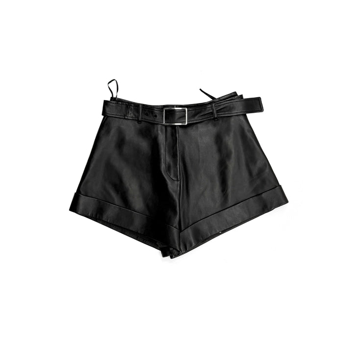 SPORTMAX Black Spxvasaio Leather Short - SHENGLI ROAD MARKET